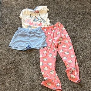 Hello Kitty Kids Pajama Set - White, Blue, and Pink